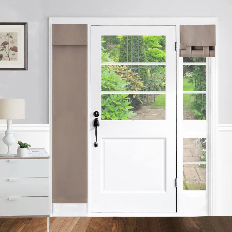 YSYY 100% Blackout French Door Curtains, Wrinkle Free, Room Darkening, Blocks Light and Heat Through Glass. Drill-Free, Easy Installed Door Window Curtains. (Mocha,1 Panel, 12""x 70"") - Image 1